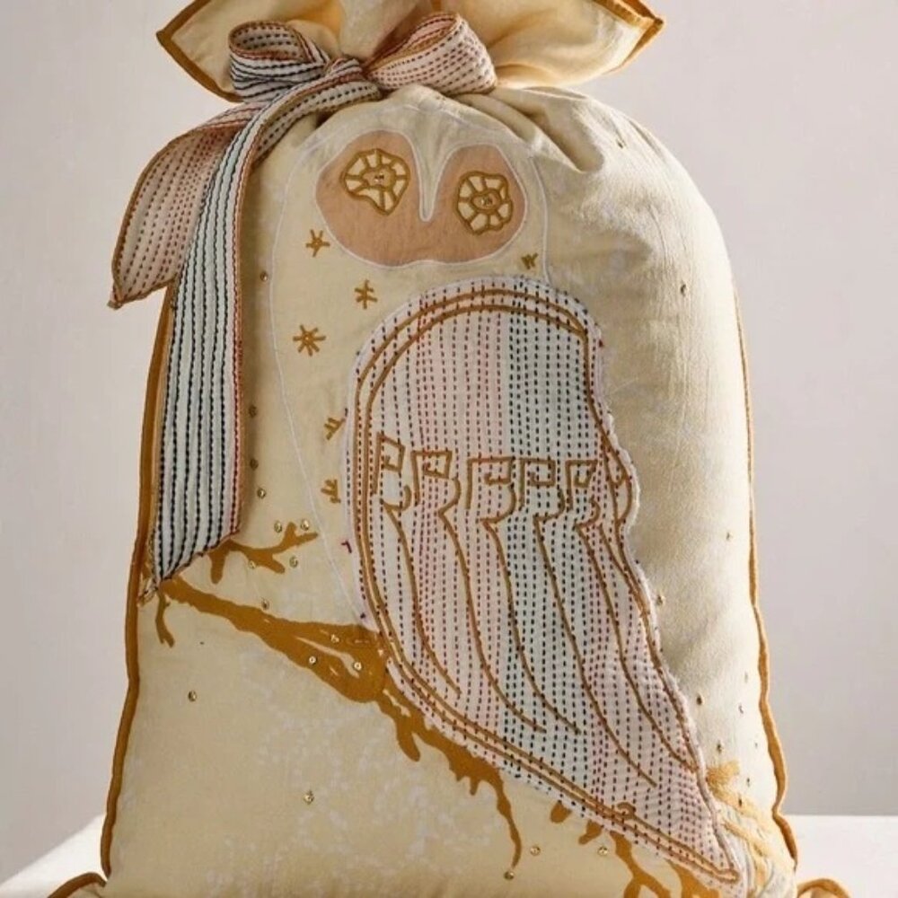 Free People One Perfect Present Gift Bag Sack Embellished Owl Whimsical Enchant
